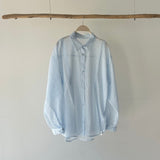 【ハモミシノオトナフク】Sheer striped oversized shirt