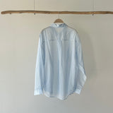 【ハモミシノオトナフク】Sheer striped oversized shirt
