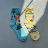 【ハモミシノオトナフク】What Are You Doing Now? Print Short Socks