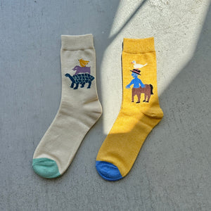 【ハモミシノオトナフク】Layered Crew Socks