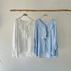 【ハモミシノオトナフク】Ruffled shirt