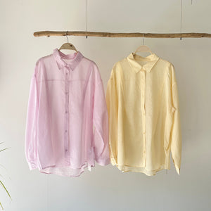 【ハモミシノオトナフク】Sheer striped oversized shirt