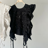 【ハモミシノオトナフク】Fringe Jacquard Frill Vest
