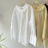 【ハモミシノオトナフク】Sheer Ruffle Shirt