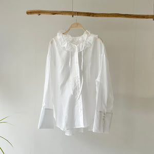 【ハモミシノオトナフク】Sheer Ruffle Shirt