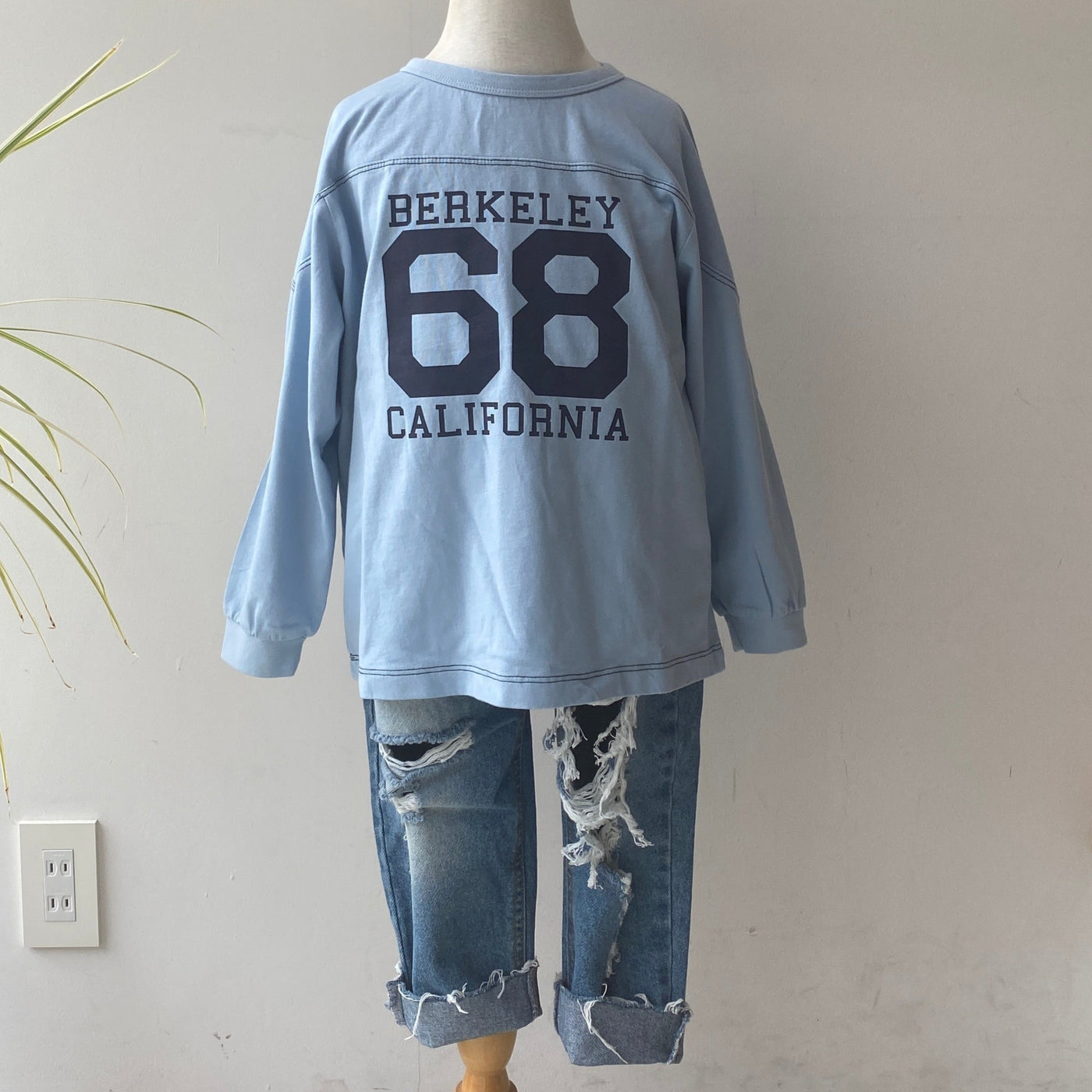 【hamomisi】Damage denim pants(90~150)