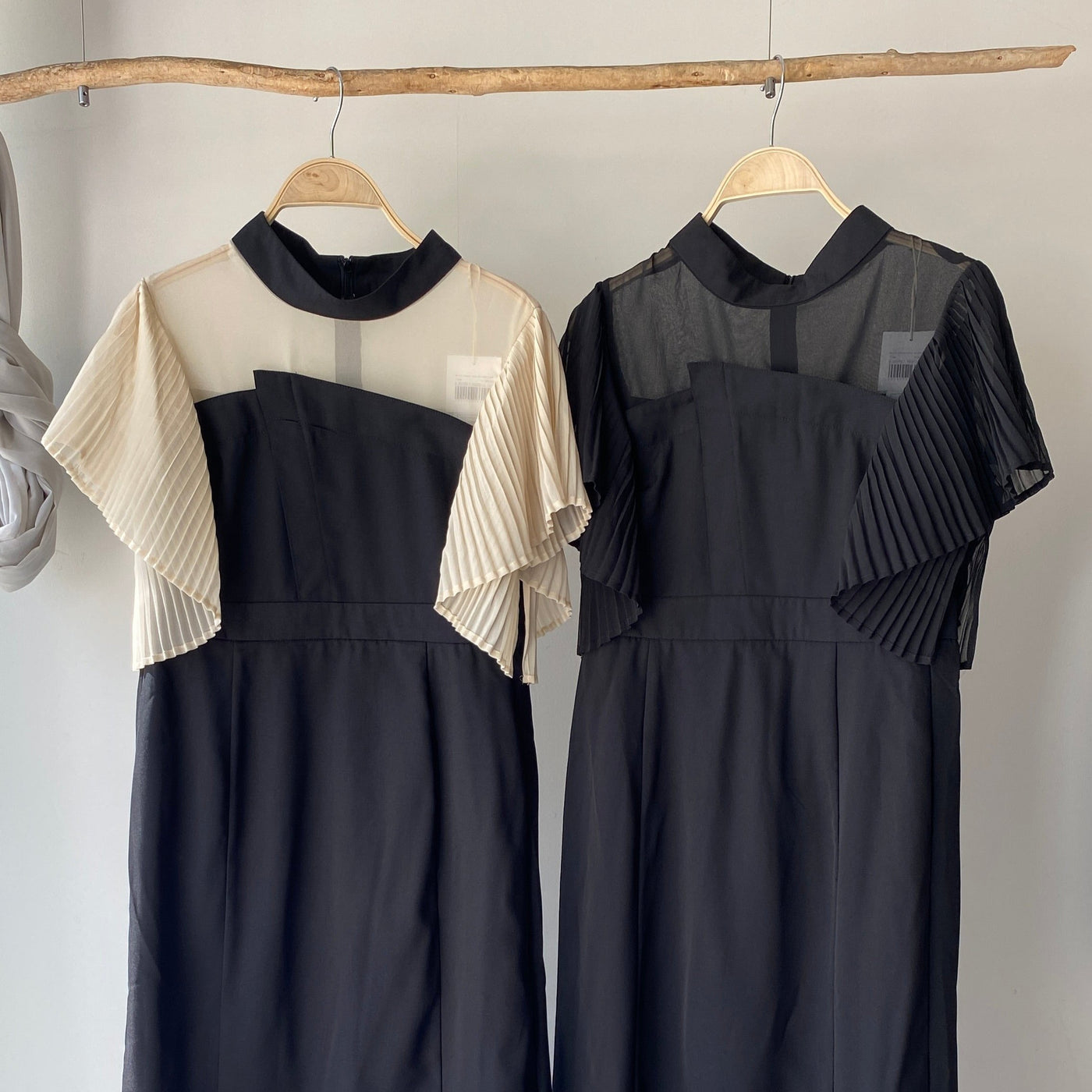 【ハモミシノオトナフク】Chiffon pleated ruffle OP