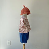 【hamomisi】Roll collar border T-shirt(110.120)