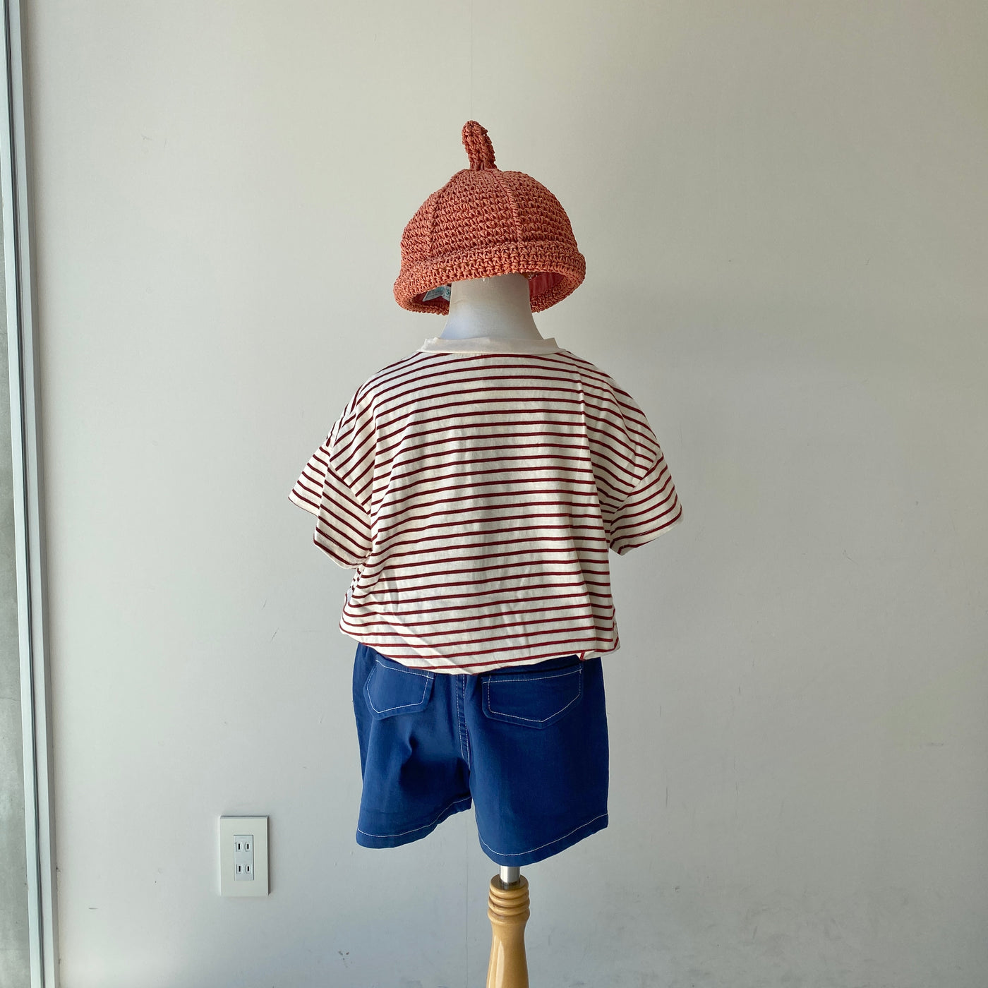 【hamomisi】Roll collar border T-shirt(110.120)