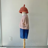 【hamomisi】Roll collar border T-shirt(110.120)