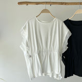 【ハモミシノオトナフク】Rib Knit & Organza Drawstring