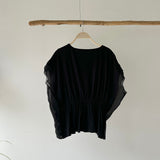 【ハモミシノオトナフク】Rib Knit & Organza Drawstring
