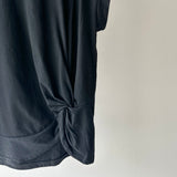 【ハモミシノオトナフク】Asymmetrical Twisted-Hem French-Sleeve Tee