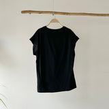 【ハモミシノオトナフク】Asymmetrical Twisted-Hem French-Sleeve Tee