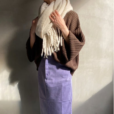【ハモミシノオトナフク】Thick fringe plump muffler