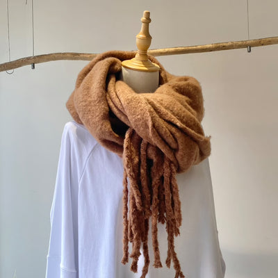 【ハモミシノオトナフク】Thick fringe plump muffler