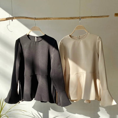 【ハモミシノオトナフク】Flare line blouse