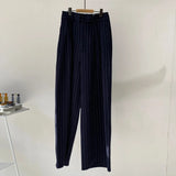 【ハモミシノオトナフク】Pinstripe tuck wide pants