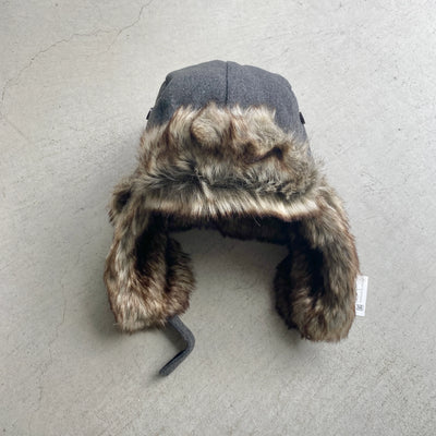 【hamomisi】Melton fur flight cap