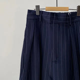 【ハモミシノオトナフク】Pinstripe tuck wide pants