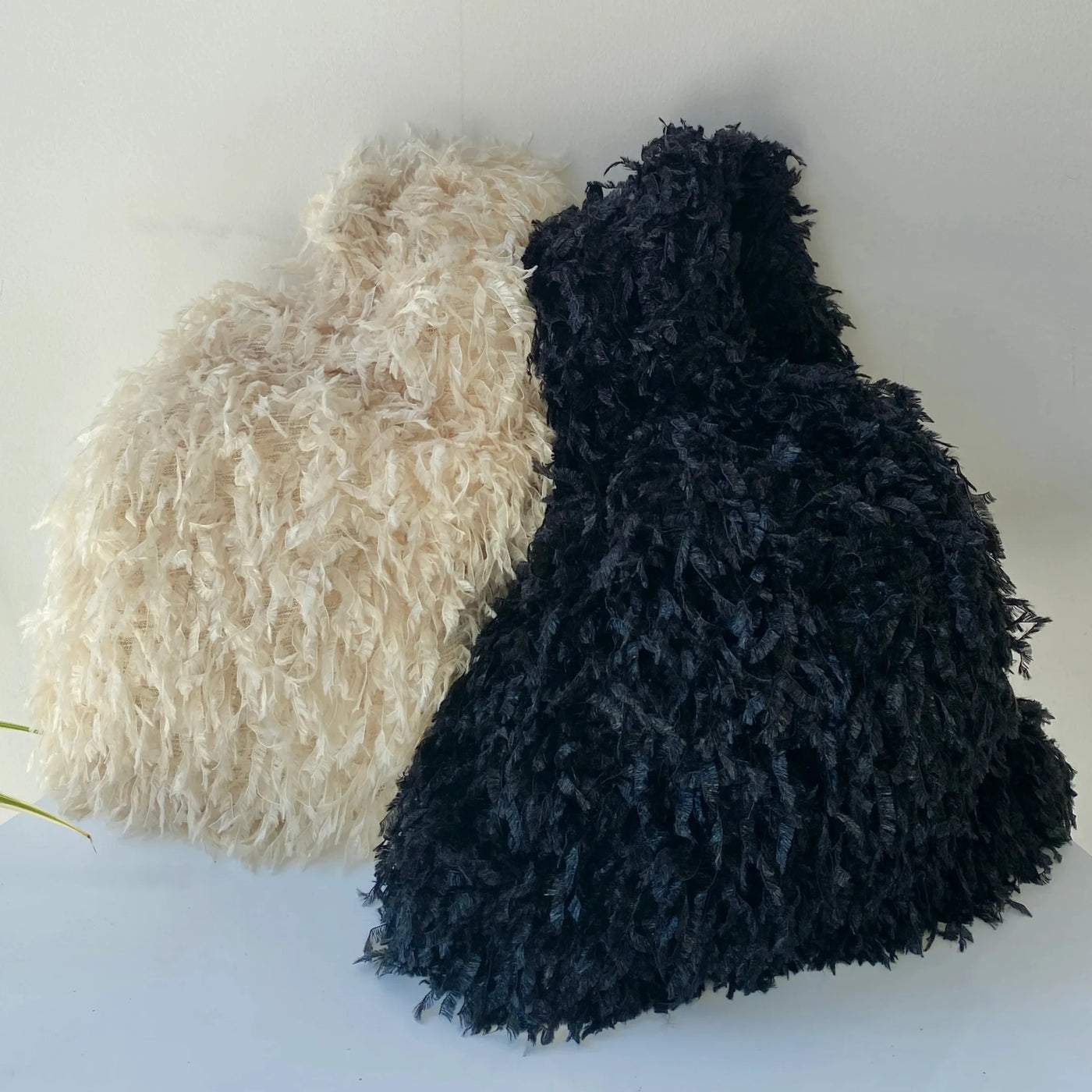 【hamomisi】Feather fringe tote bag