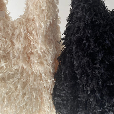 【hamomisi】Feather fringe tote bag