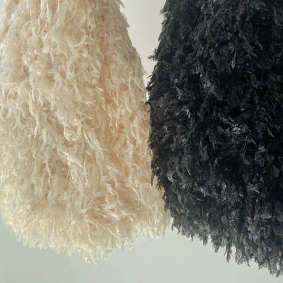 【hamomisi】Feather fringe tote bag