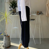 【ハモミシノオトナフク】Pinstripe tuck wide pants