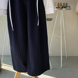 【ハモミシノオトナフク】Pinstripe tuck wide pants