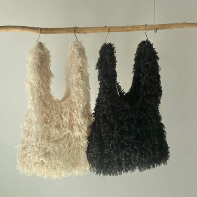 【hamomisi】Feather fringe tote bag
