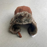 【hamomisi】Melton fur flight cap