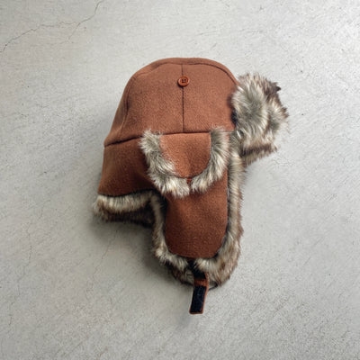 【hamomisi】Melton fur flight cap