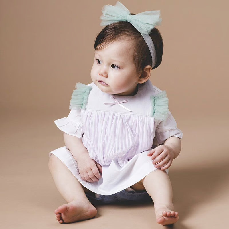 【Niva】肩チュールとストライプレースのコンビネーションスタイ