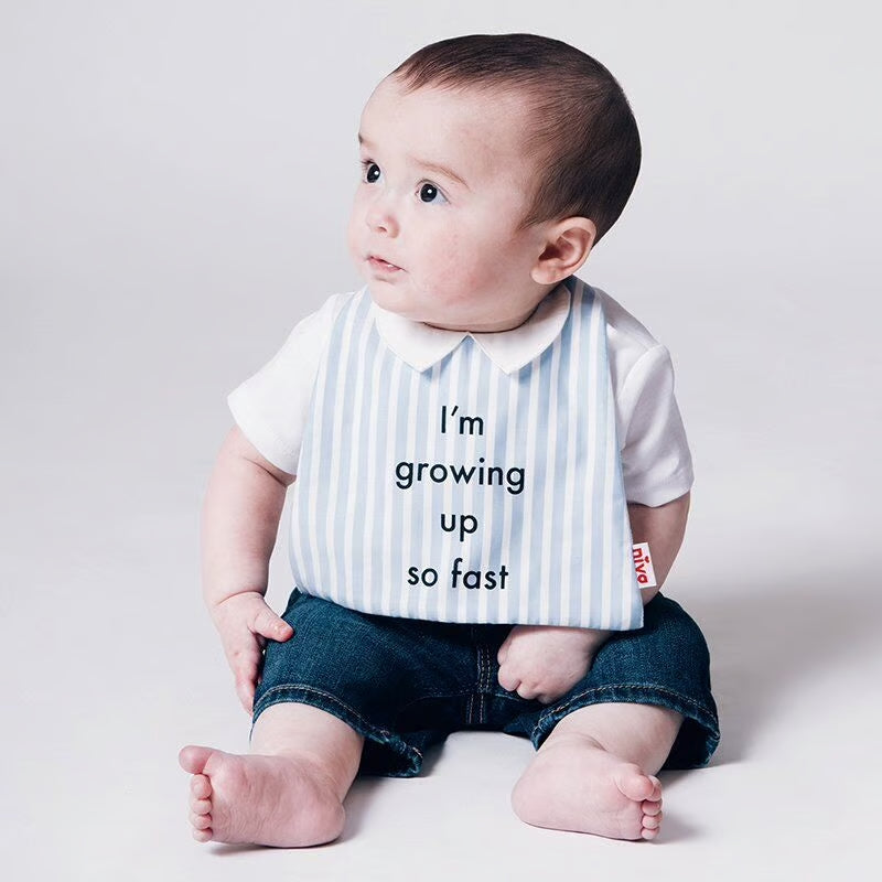 【Niva】襟付きストライプシャツ風スタイ／Bold print bib（2色展開）