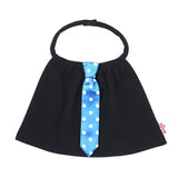 【Niva】ブルーに白いドットのサテン地ネクタイ付きスタイ（ブラック）／necktie 87