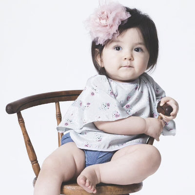 【Niva】女の子用袖付き撥水おめかし花柄お食事エプロン／Restaurant bib - Flower（2色展開）