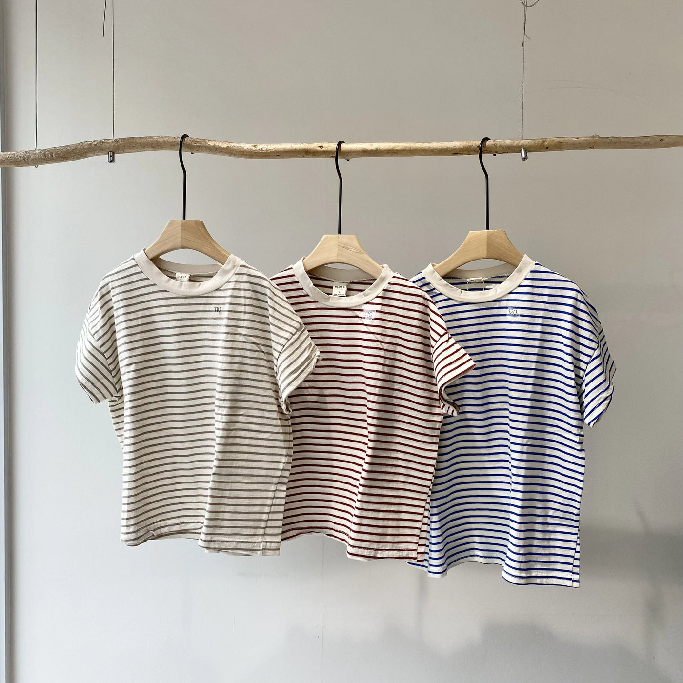 【hamomisi】Roll collar border T-shirt(110.120)