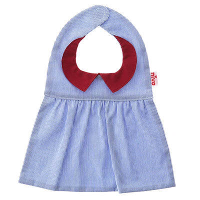 【Niva】真っ赤な襟付きブルーストライプの爽やかスタイ／Red collar bib
