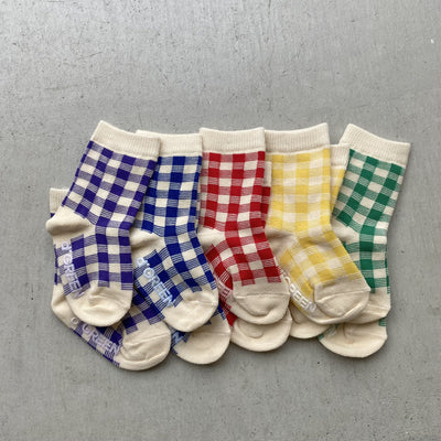 【hamomisi】vivid check socks dig