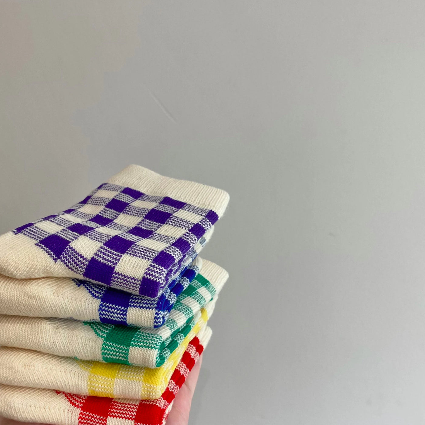 【hamomisi】vivid check socks dig