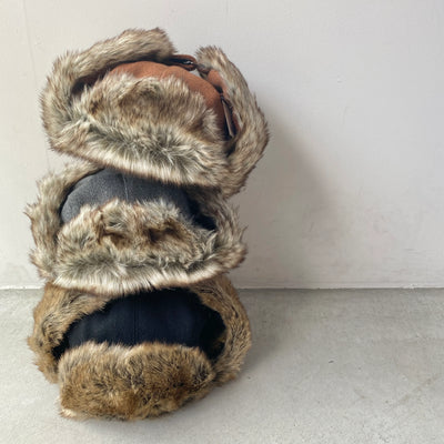 【hamomisi】Melton fur flight cap