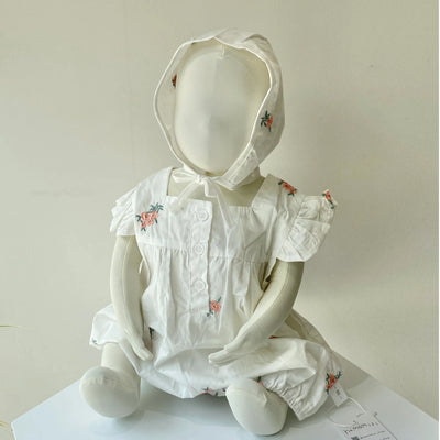 【hamomisi】Floral embroidered rompers(80.90)