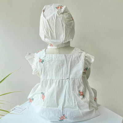 【hamomisi】Floral embroidered rompers(80.90)