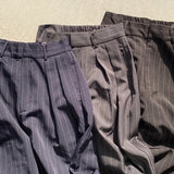 【ハモミシノオトナフク】Pinstripe tuck wide pants
