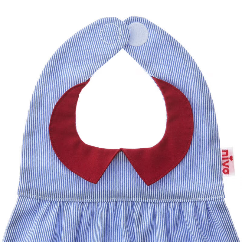 【Niva】真っ赤な襟付きブルーストライプの爽やかスタイ／Red collar bib