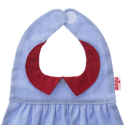 【Niva】真っ赤な襟付きブルーストライプの爽やかスタイ／Red collar bib