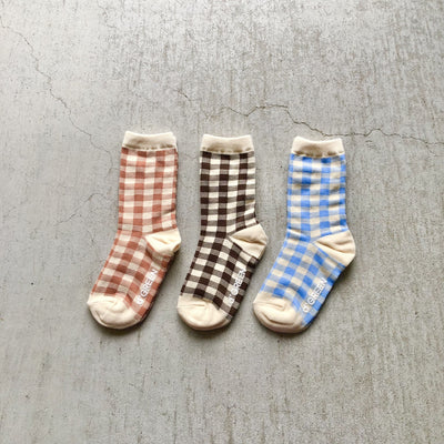 【hamomisi】natural check socks dig