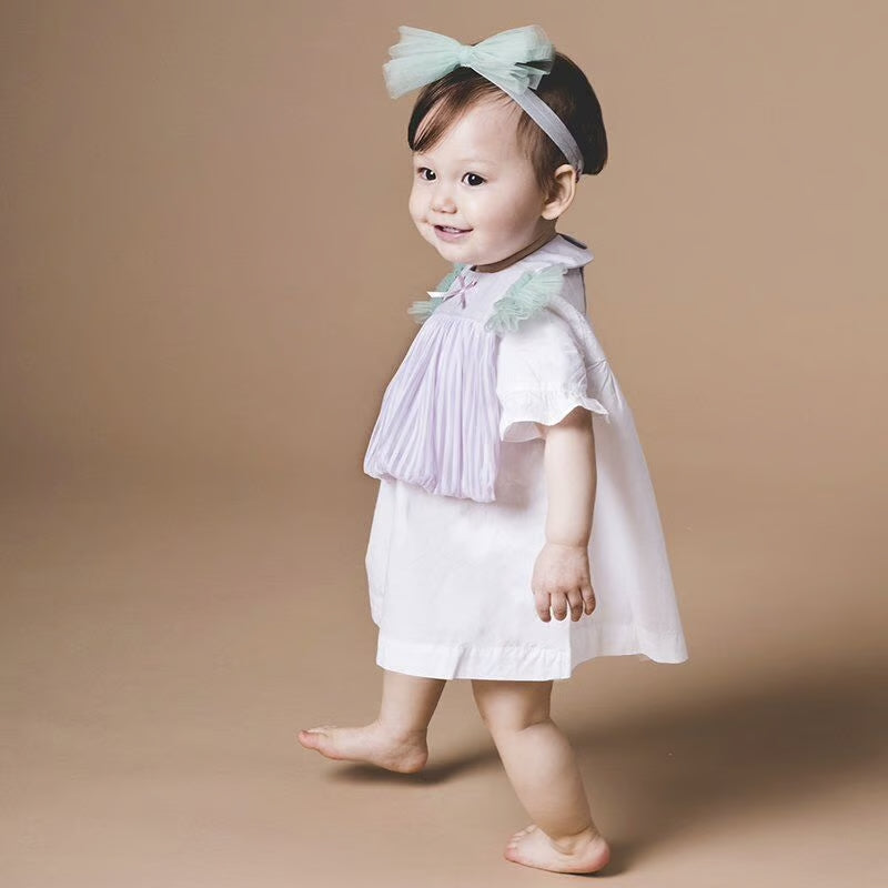 【Niva】肩チュールとストライプレースのコンビネーションスタイ