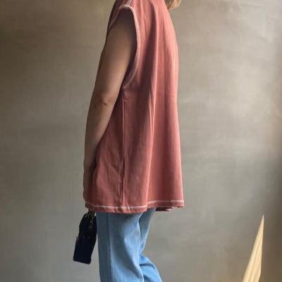 【ハモミシノオトナフク】Stitch back slit t-shirt