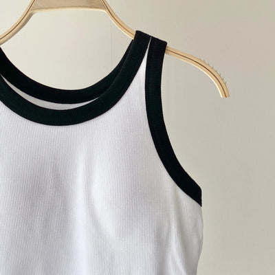 【ハモミシノオトナフク】Bicolor American sleeve tank top